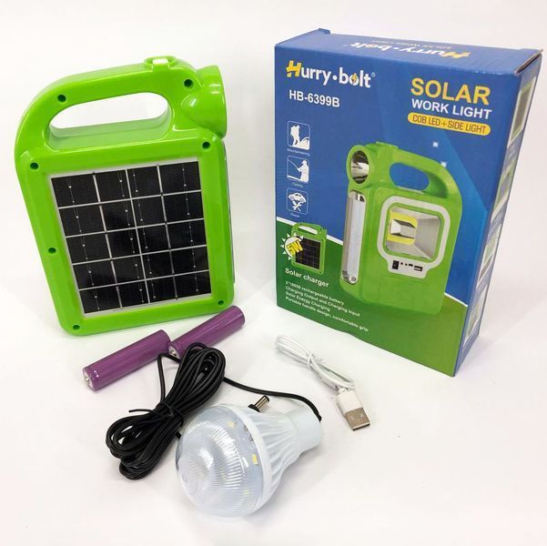 Ліхтар кемпінг переносний 6399А - LED+COB, power bank, 2x18650, сонячна батарея. Колір: зелений 00023455 фото