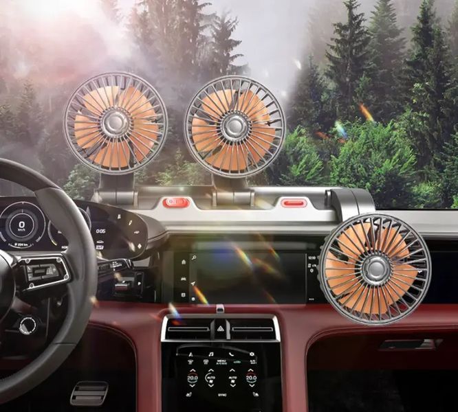 Вентилятор автомобильный тройной поворотный 5V USB с табличкой телефона 00017100 фото