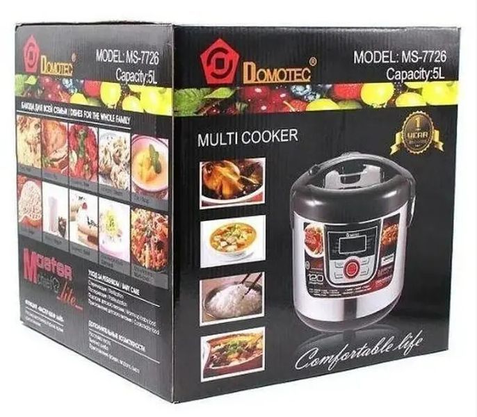 Мультиварка з антипригарною чашею Domotec MS-7726 5 л, 12 режимів 00020768 фото