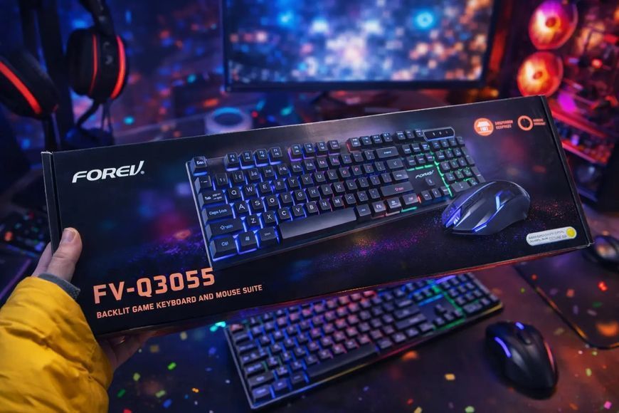 Игровой набор FOREV FV-Q3055 клавиатура + мышь с подсветкой RGB 00018209 фото