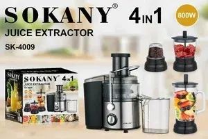 Кухонный комбайн, соковыжималка 4в1 SOKANY SK-4009/насадки из высококачественной нержавеющей стали/MULTIFUNCTIONAL/ножки-присоски/серебристый 00020862 фото