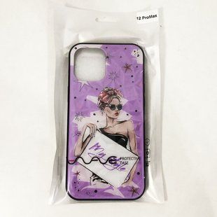 Чехол на Apple Iphone 12 Pro Max девушка в очках. Цвет: фиолетовый 00023770 фото