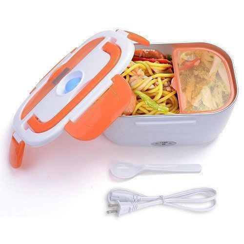 Ланч бокс электрический с подогревом Lunch Heater 220V Pro, контейнер для еды с отсеками. Цвет: оранжевый 00018641 фото