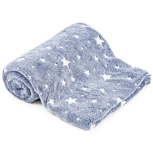 Светящийся в темноте плед плюшевое покрывало Blanket kids Magic Star 150х100 см флисовое одеяло. Цвет: серый 00012603 фото