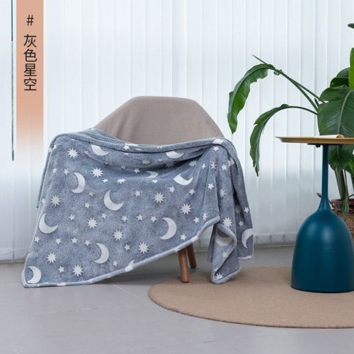 Светящийся в темноте плед плюшевое покрывало Blanket kids Magic Star 150х100 см флисовое одеяло. Цвет: серый 00012603 фото
