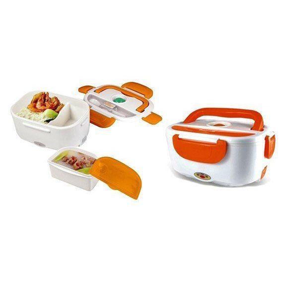 Ланч бокс электрический с подогревом Lunch Heater 220V Pro, контейнер для еды с отсеками. Цвет: оранжевый 00018641 фото