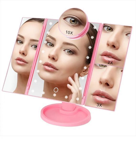 Зеркало тройное для макияжа Superstar Magnifying Mirror с LED-подсветкой прямоугольное с увеличением 00014752 фото