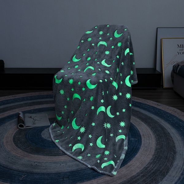 Светящийся в темноте плед плюшевое покрывало Blanket kids Magic Star 150х100 см флисовое одеяло. Цвет: серый 00012603 фото