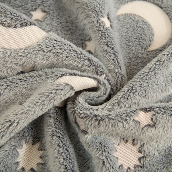 Светящийся в темноте плед плюшевое покрывало Blanket kids Magic Star 150х100 см флисовое одеяло. Цвет: серый 00012603 фото