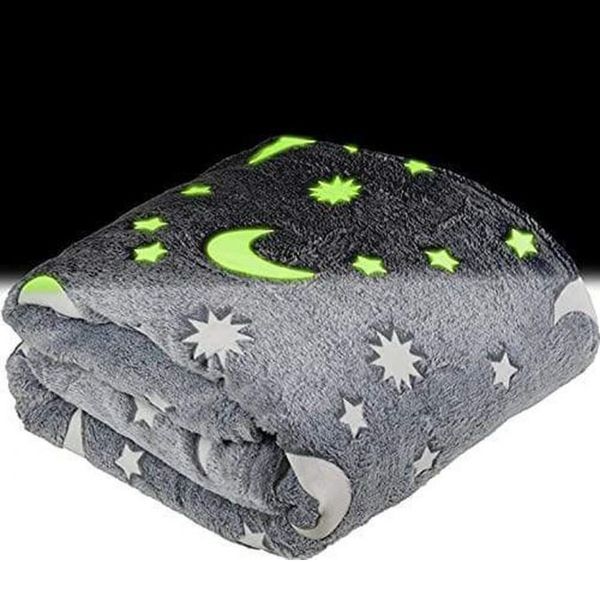 Светящийся в темноте плед плюшевое покрывало Blanket kids Magic Star 150х100 см флисовое одеяло. Цвет: серый 00012603 фото