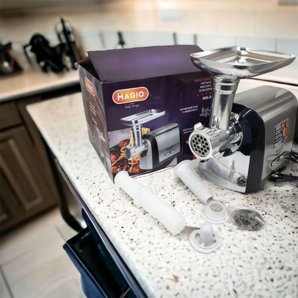 Мясорубка Magio MG-269, 2400 W, мясорубка электрическая металл, мясорубка с металлическим редуктором 00018951 фото