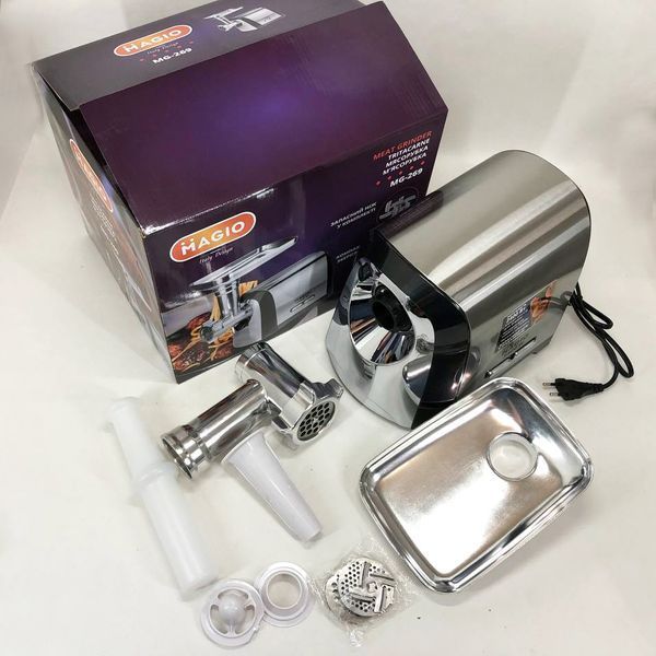Мясорубка Magio MG-269, 2400 W, мясорубка электрическая металл, мясорубка с металлическим редуктором 00018951 фото