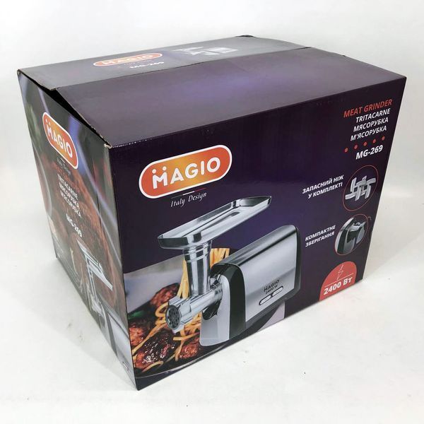 Мясорубка Magio MG-269, 2400 W, мясорубка электрическая металл, мясорубка с металлическим редуктором 00018951 фото