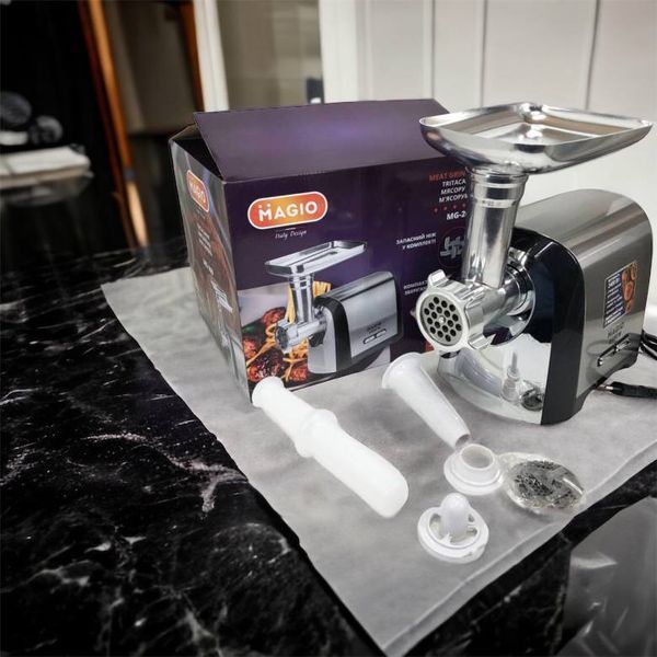 Мясорубка Magio MG-269, 2400 W, мясорубка электрическая металл, мясорубка с металлическим редуктором 00018951 фото