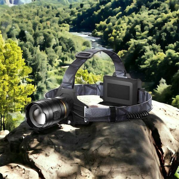 Фонарь налобный мощный Bailong BL-8075-2-GT100, 3 режима, Zoom, алюминий, аккум 2*18650, USB кабель 00023436 фото