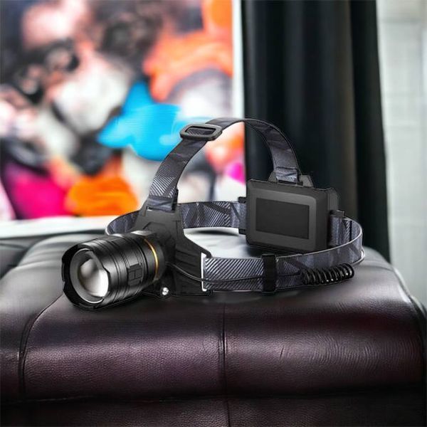 Фонарь налобный мощный Bailong BL-8075-2-GT100, 3 режима, Zoom, алюминий, аккум 2*18650, USB кабель 00023436 фото