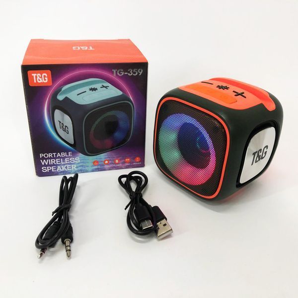 Портативна Bluetooth колонка TG359 7W з підсвічуванням RGB, акумуляторна колонка для музики. Колір: зелений 00017219 фото