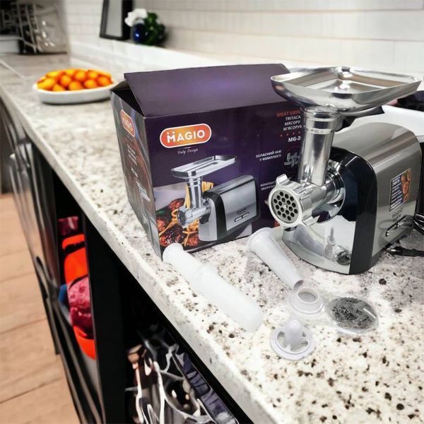 Мясорубка Magio MG-269, 2400 W, мясорубка электрическая металл, мясорубка с металлическим редуктором 00018951 фото