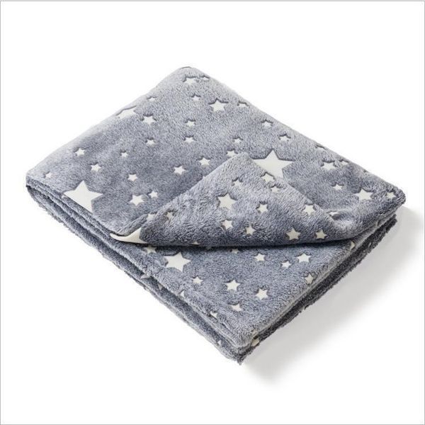 Светящийся в темноте плед плюшевое покрывало Blanket kids Magic Star 150х100 см флисовое одеяло. Цвет: серый 00012603 фото