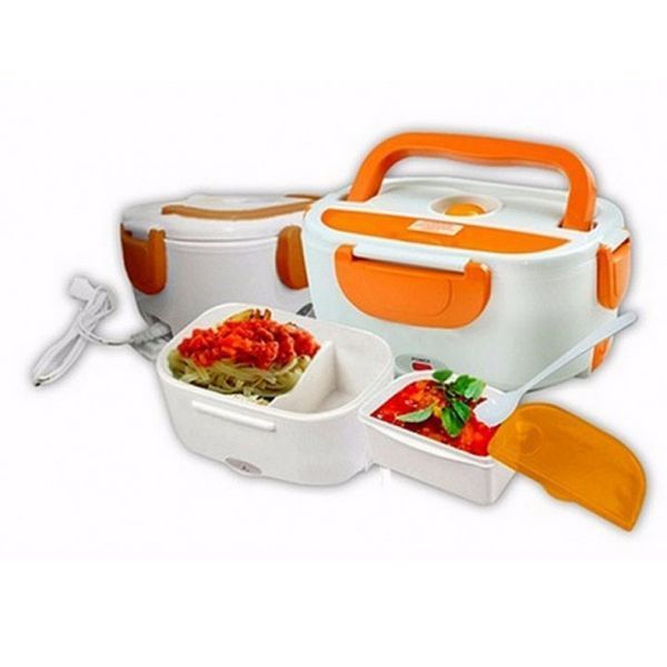 Ланч бокс электрический с подогревом Lunch Heater 220V Pro, контейнер для еды с отсеками. Цвет: оранжевый 00018641 фото