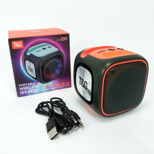 Портативна Bluetooth колонка TG359 7W з підсвічуванням RGB, акумуляторна колонка для музики. Колір: зелений 00017219 фото