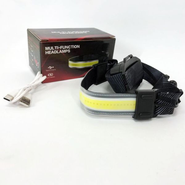 Ліхтарик налобний м'який акумуляторний XQ-T1C USB з червоними задніми вогнями, ліхтар на голову для риболовлі 00022905 фото