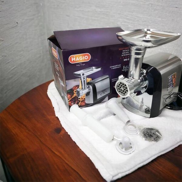 Мясорубка Magio MG-269, 2400 W, мясорубка электрическая металл, мясорубка с металлическим редуктором 00018951 фото