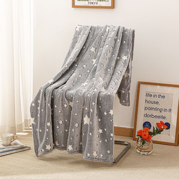 Светящийся в темноте плед плюшевое покрывало Blanket kids Magic Star 150х100 см флисовое одеяло. Цвет: серый 00012603 фото