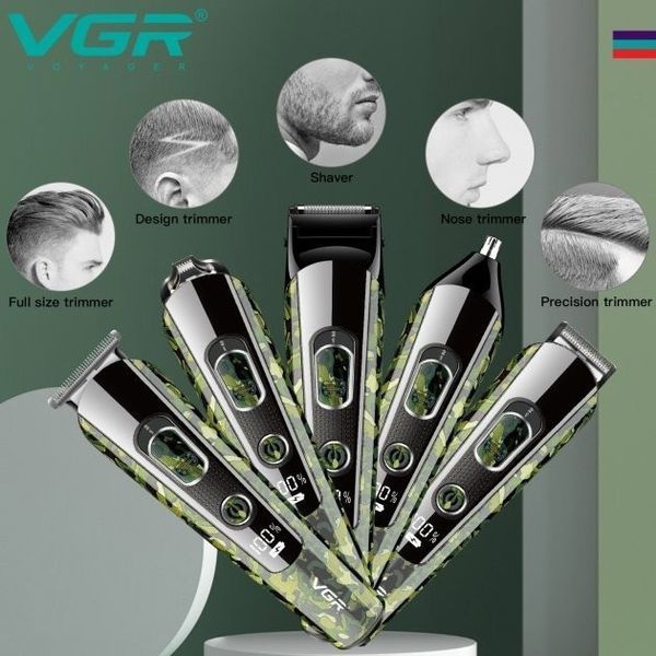 Машинка для стрижки волос, носа, бороды, бритва VGR V-102 5в1 беспроводной триммер с дисплеем 00014504 фото