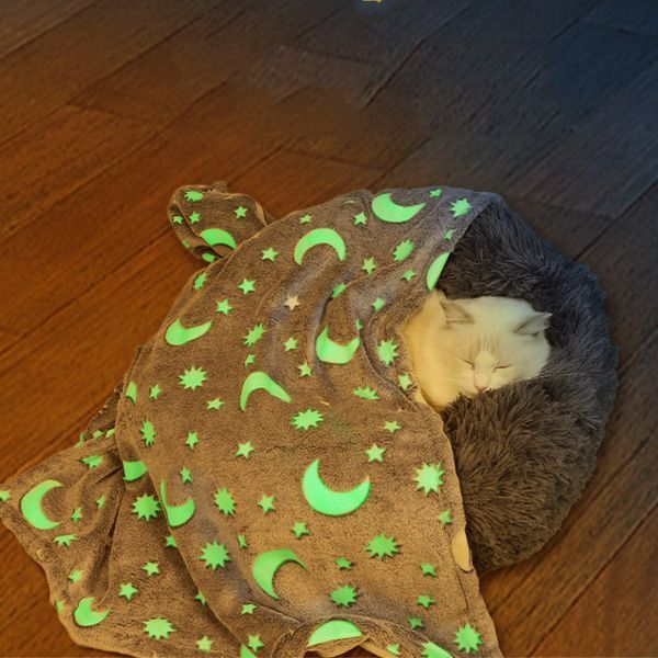 Светящийся в темноте плед плюшевое покрывало Blanket kids Magic Star 150х100 см флисовое одеяло. Цвет: серый 00012603 фото
