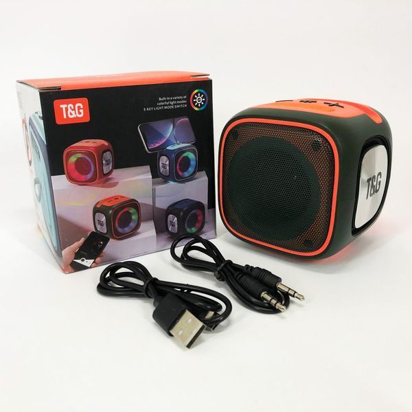 Портативна Bluetooth колонка TG359 7W з підсвічуванням RGB, акумуляторна колонка для музики. Колір: зелений 00017219 фото