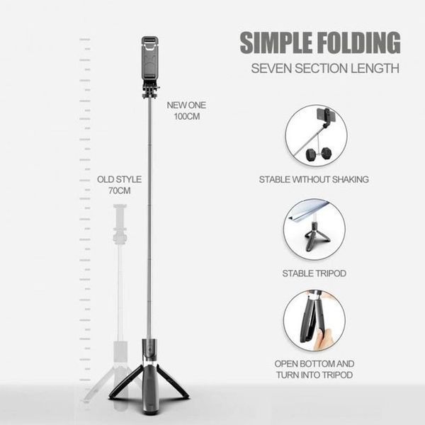 Универсальный штатив тренога для телефона Selfie Stick L02 Bluetooth монопод-трипод штатив селфи палка 00013294 фото