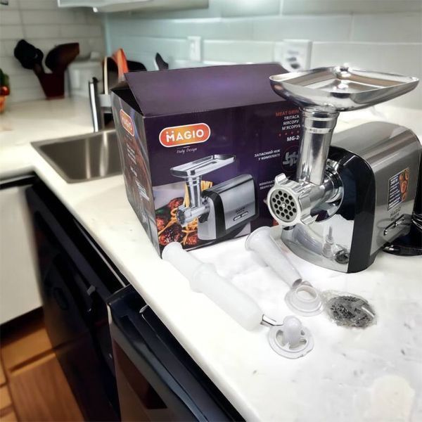 Мясорубка Magio MG-269, 2400 W, мясорубка электрическая металл, мясорубка с металлическим редуктором 00018951 фото