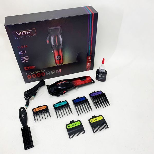 Акумуляторна машинка для стрижки VGR V-026 RED. Колір: червоний 00014901 фото