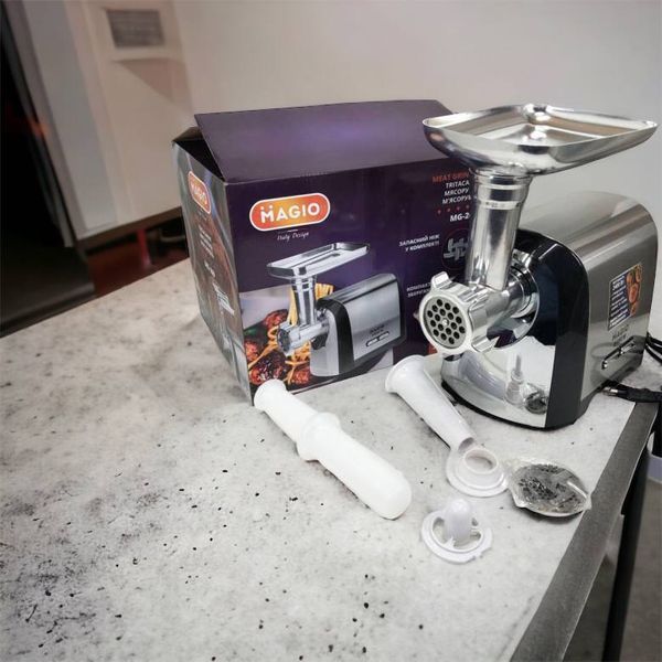 Мясорубка Magio MG-269, 2400 W, мясорубка электрическая металл, мясорубка с металлическим редуктором 00018951 фото