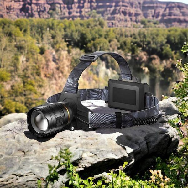 Фонарь налобный мощный Bailong BL-8075-2-GT100, 3 режима, Zoom, алюминий, аккум 2*18650, USB кабель 00023436 фото