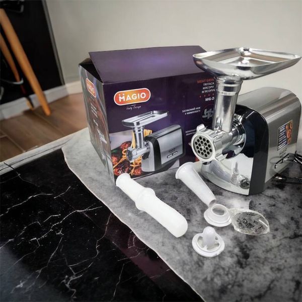 Мясорубка Magio MG-269, 2400 W, мясорубка электрическая металл, мясорубка с металлическим редуктором 00018951 фото