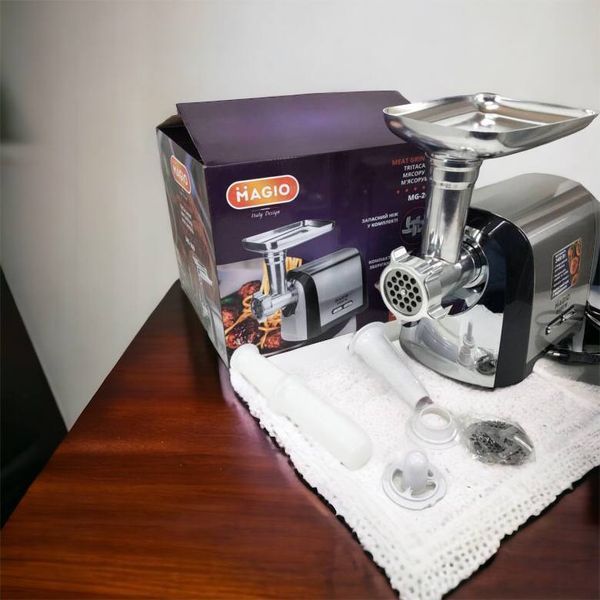 Мясорубка Magio MG-269, 2400 W, мясорубка электрическая металл, мясорубка с металлическим редуктором 00018951 фото