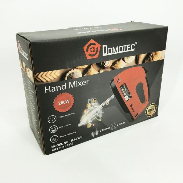 Міксер DOMOTEC R6633R 260 Вт, Кухонний ручний міксер хороший для приготування крему 00019839 фото