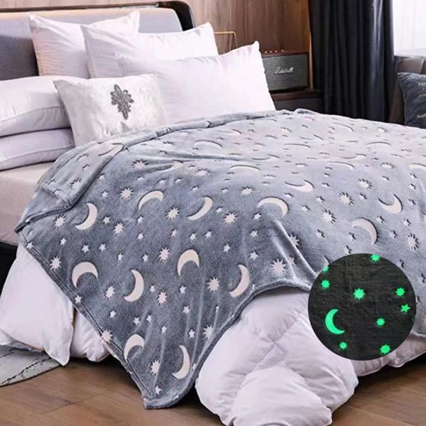 Светящийся в темноте плед плюшевое покрывало Blanket kids Magic Star 150х100 см флисовое одеяло. Цвет: серый 00012603 фото