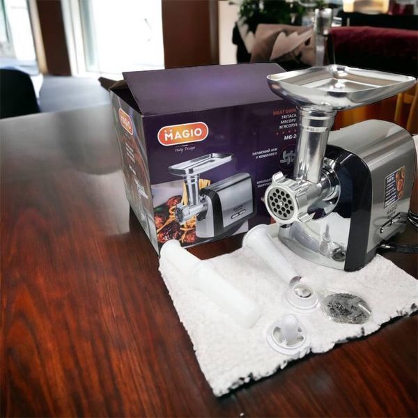 Мясорубка Magio MG-269, 2400 W, мясорубка электрическая металл, мясорубка с металлическим редуктором 00018951 фото