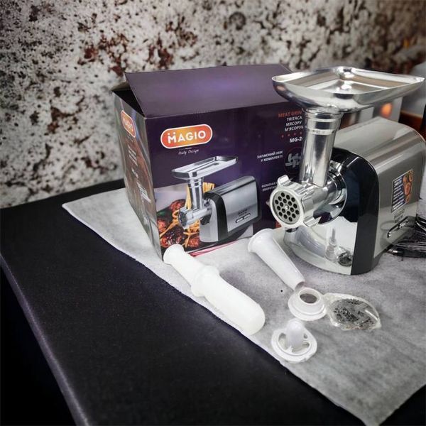 Мясорубка Magio MG-269, 2400 W, мясорубка электрическая металл, мясорубка с металлическим редуктором 00018951 фото
