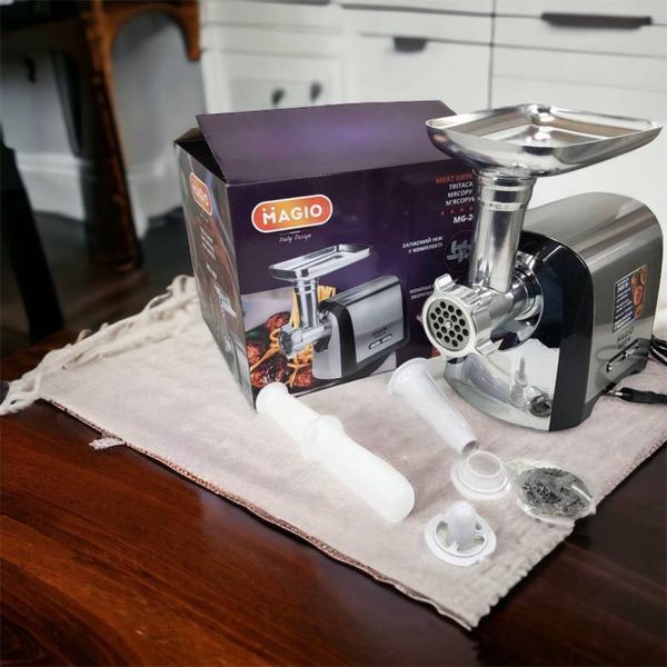 Мясорубка Magio MG-269, 2400 W, мясорубка электрическая металл, мясорубка с металлическим редуктором 00018951 фото