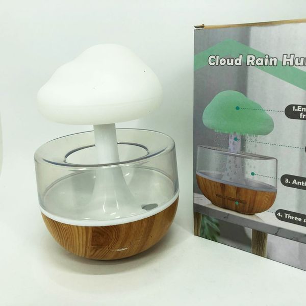 Нічник-зволожувач з ефектом дощу Cloud Rain Humidifier, Аромадіфузор зволожувач повітря для дому 00012668 фото