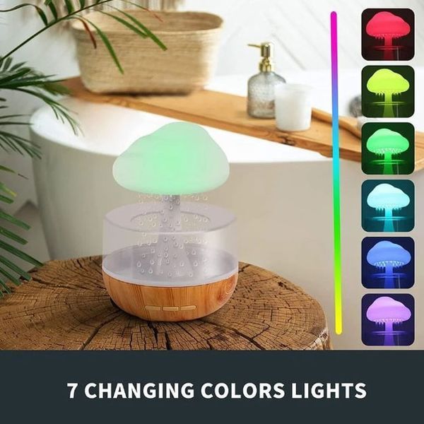 Нічник-зволожувач з ефектом дощу Cloud Rain Humidifier, Аромадіфузор зволожувач повітря для дому 00012668 фото