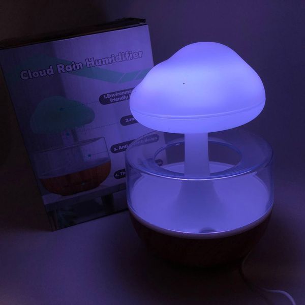 Нічник-зволожувач з ефектом дощу Cloud Rain Humidifier, Аромадіфузор зволожувач повітря для дому 00012668 фото