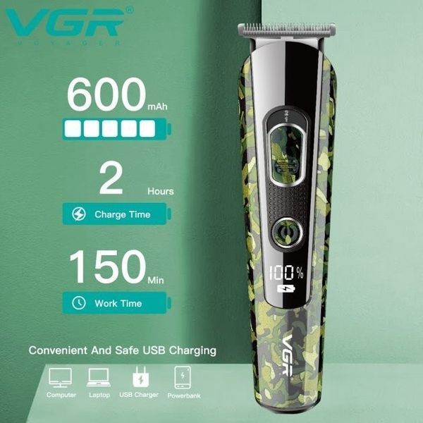 Машинка для стрижки волос, носа, бороды, бритва VGR V-102 5в1 беспроводной триммер с дисплеем 00014504 фото