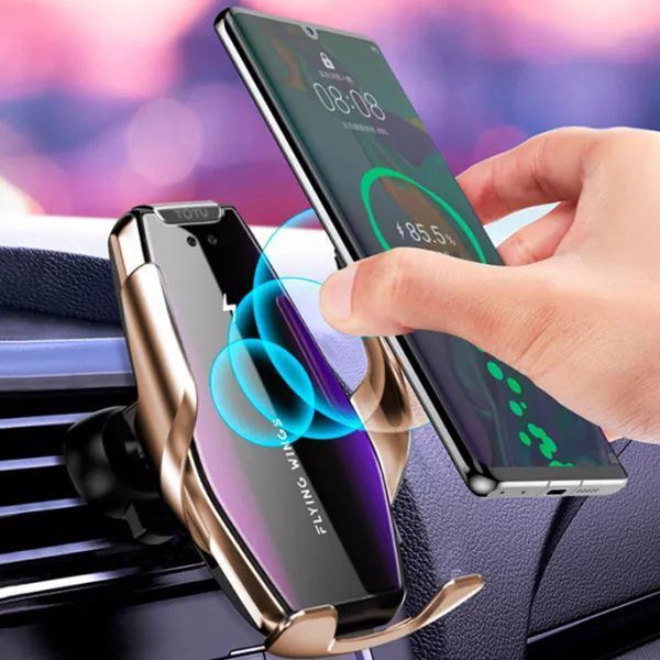 Автомобільний тримач S7 для телефону з швидкою зарядкою S7. Колір: золотий 00017065 фото