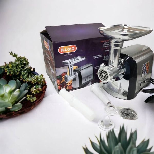 Мясорубка Magio MG-269, 2400 W, мясорубка электрическая металл, мясорубка с металлическим редуктором 00018951 фото