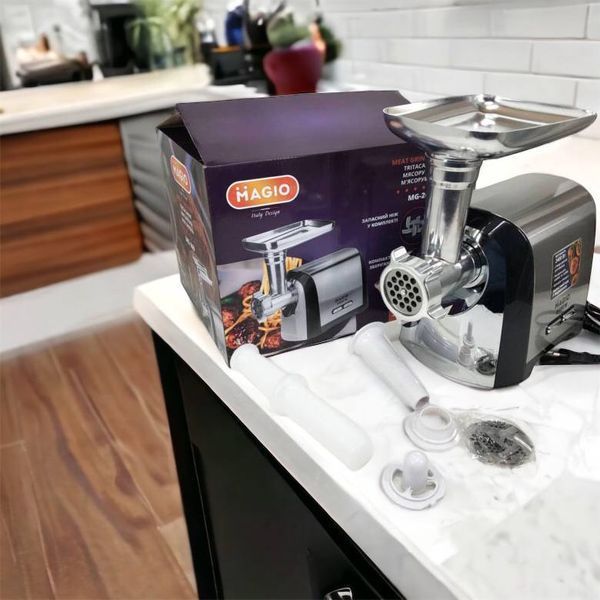 Мясорубка Magio MG-269, 2400 W, мясорубка электрическая металл, мясорубка с металлическим редуктором 00018951 фото